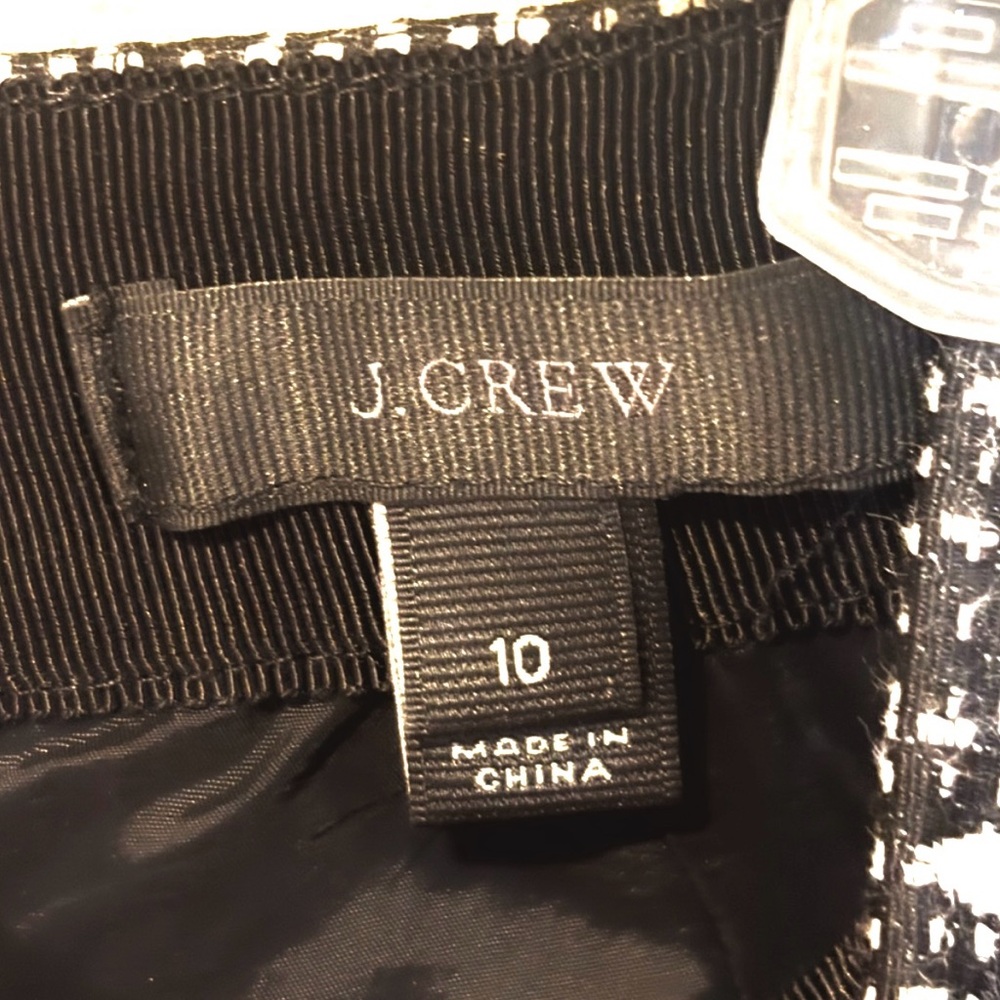 J. CREW Black & White TEXTURED BLOCK PRINT SKIRT Woven Jacquard Mini Skirt Sz 10 - Picture 7 of 9